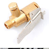 Brass tire inflator quick-connect adapter with clip-on lock tool