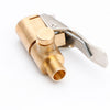 Brass tire inflator quick-connect adapter with clip-on lock tool