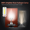 Comparison image showing a bright white COB LED light source next to a traditional halogen lamp.