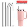 Set of stainless steel straws and cleaning brush for a tumbler cup