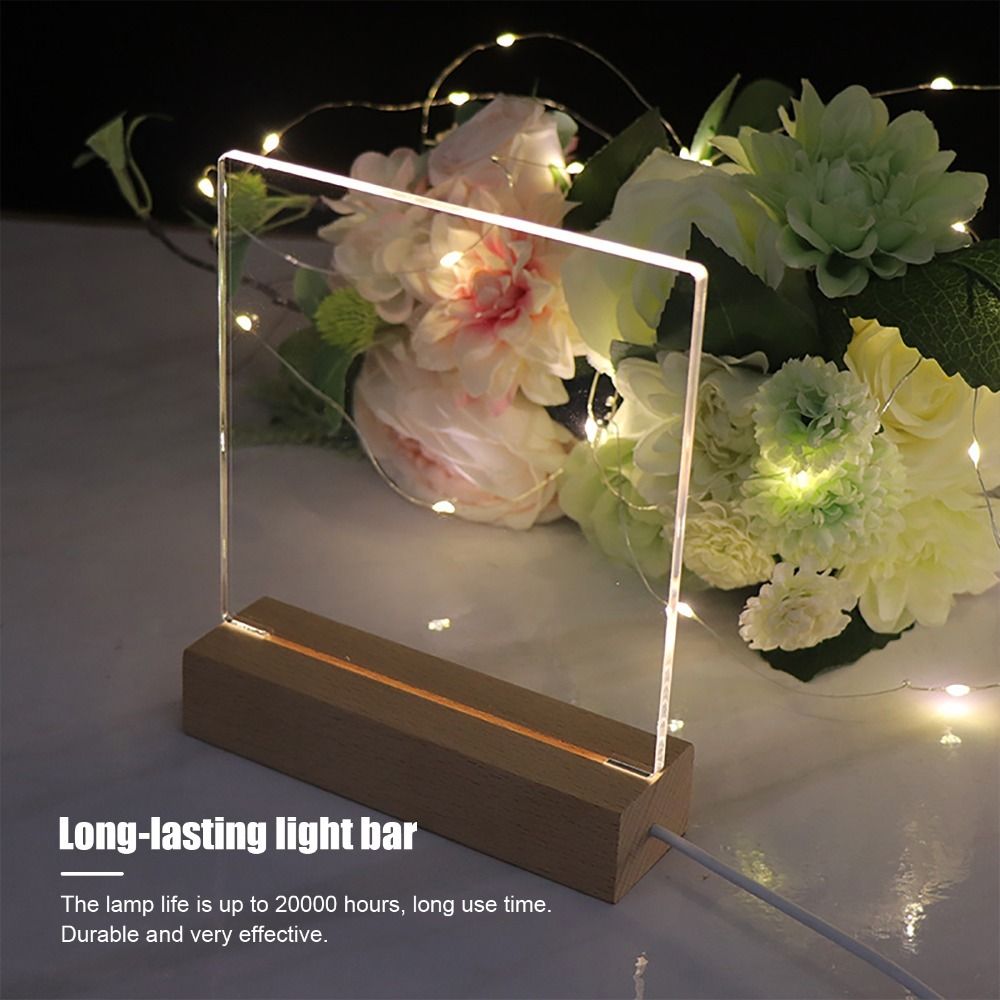 Long-lasting light bar illuminated acrylic guitar pick holder with a wooden base