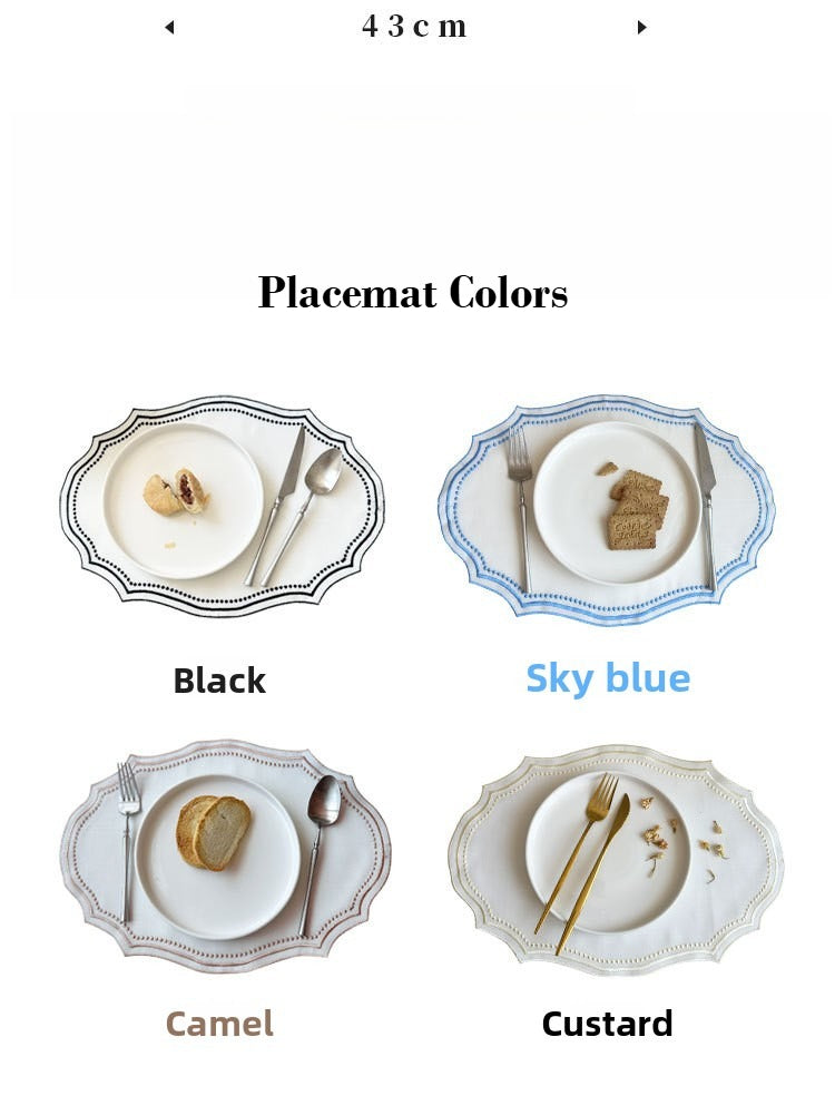 Embroidered Cotton-Linen Placemat Set – Elegant French Lace Table Decor