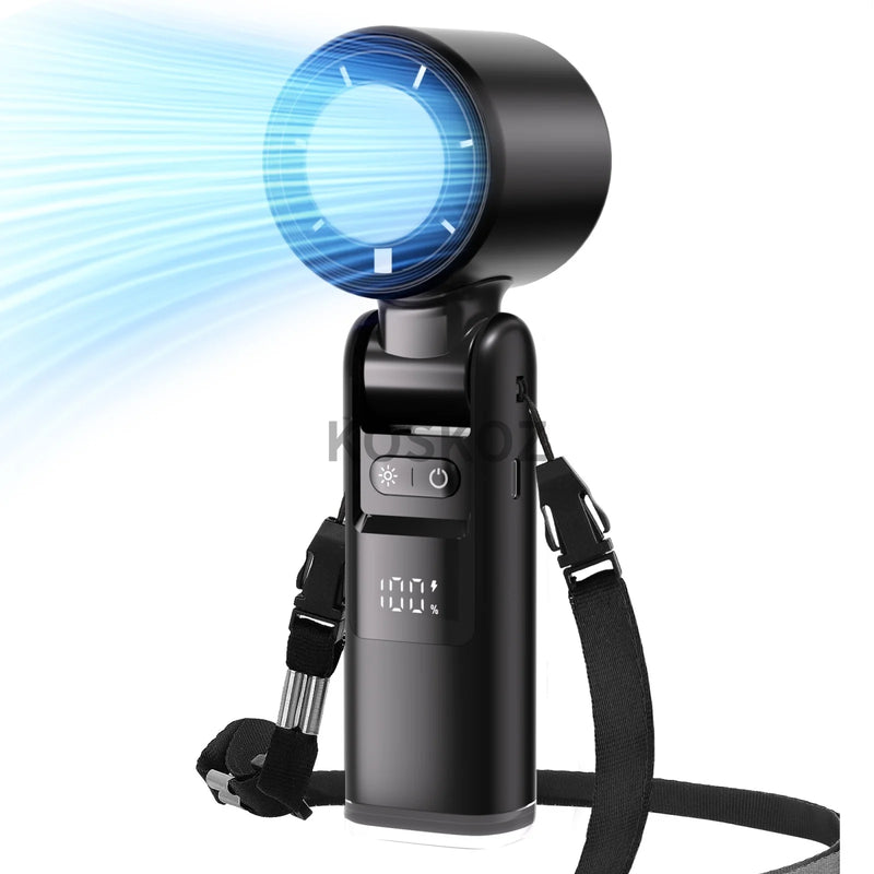 Portable Handheld Turbo Fan with Cooling & Flashlight