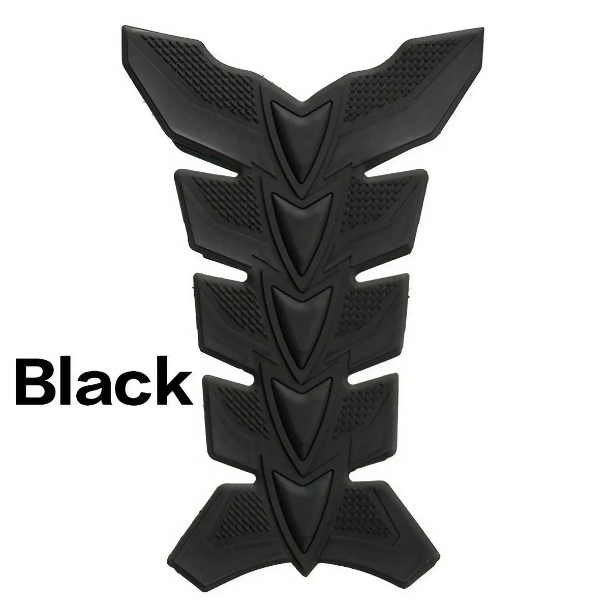 Black 3D carbon fiber motorcycle tank pad protector with a fish bone design