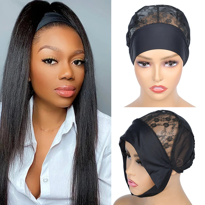 Adjustable Wig Cap with Headband