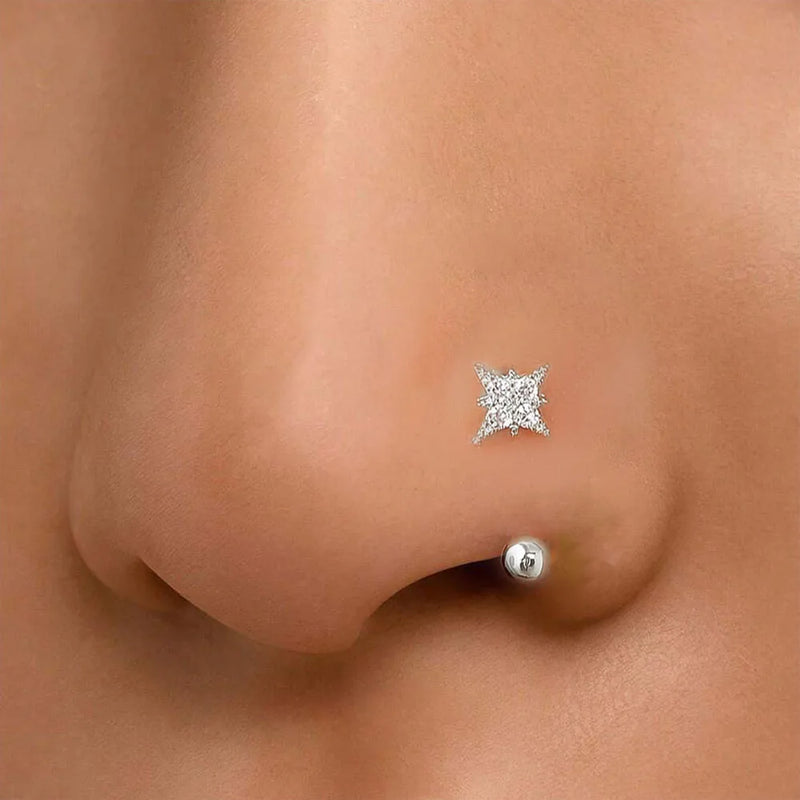 Zircon Star Nose Ring in 14K Gold