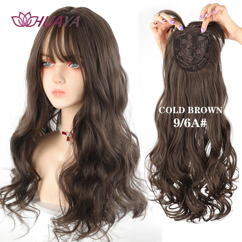 Long Wavy Hair Topper with Clips