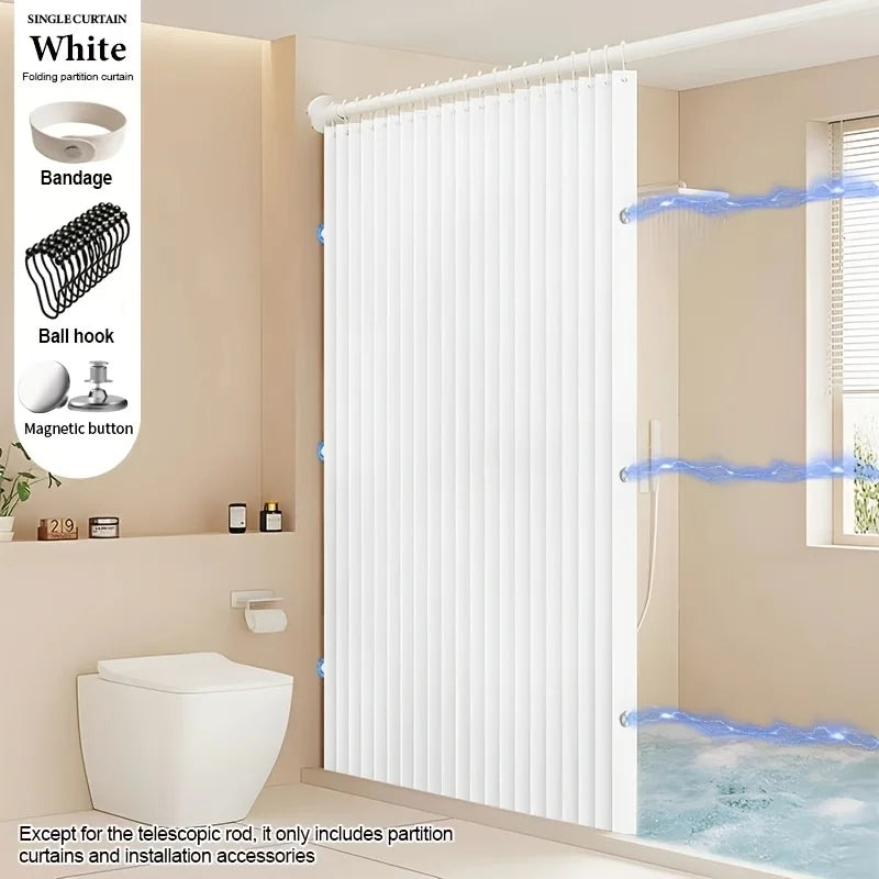 Rideau de séparation pliable blanc avec accessoires de montage à bouton magnétique et crochet de balle