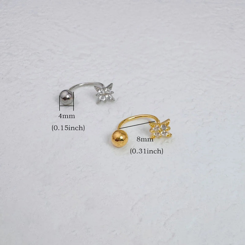 Zircon Star Nose Ring in 14K Gold