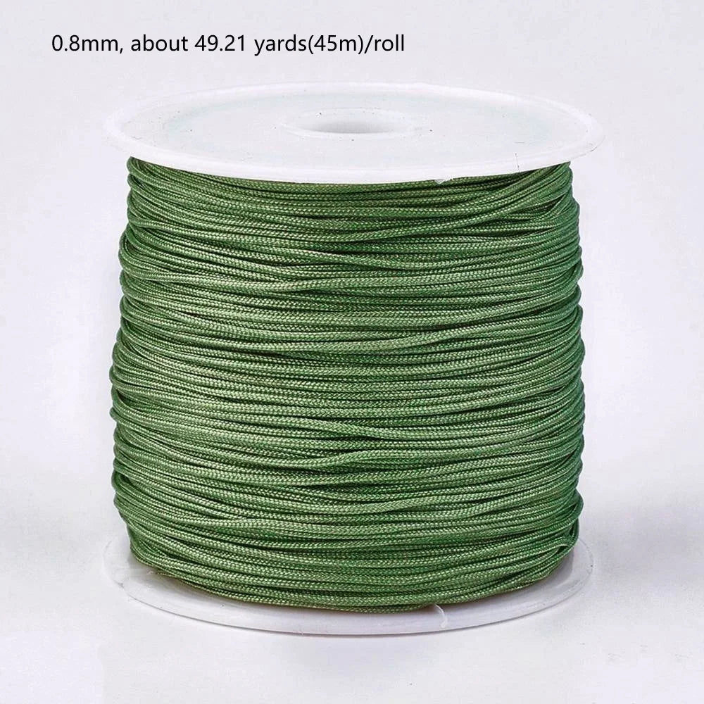 Roll of 0.8mm green nylon cord for jewelry making and crafting