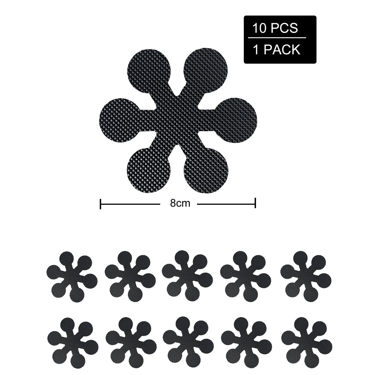 Ten anti-slip snowflake shower stickers packaged in one pack