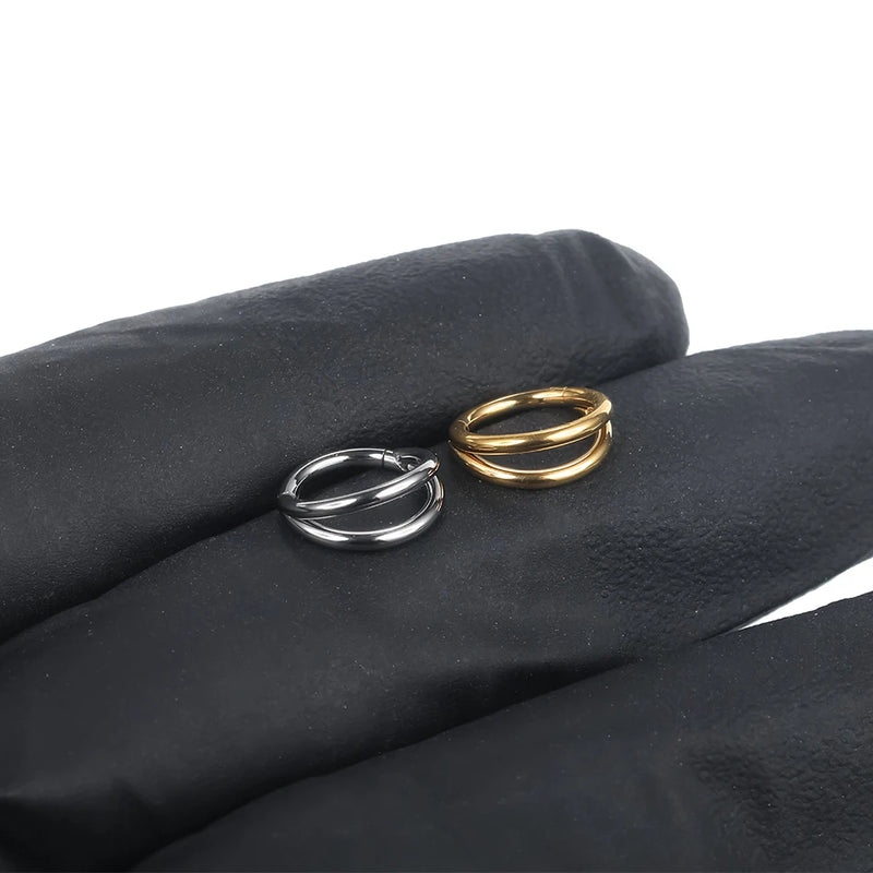 Titanium Double Hoop Nose Ring & Septum Clicker