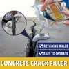 Hand applying self-leveling concrete crack filler to a concrete surface, showing the product and its ease of operation.