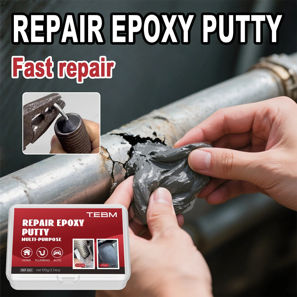 High Strength Epoxy Putty – Waterproof, Heat Resistant, Hand-Kneadable Repair Adhesive