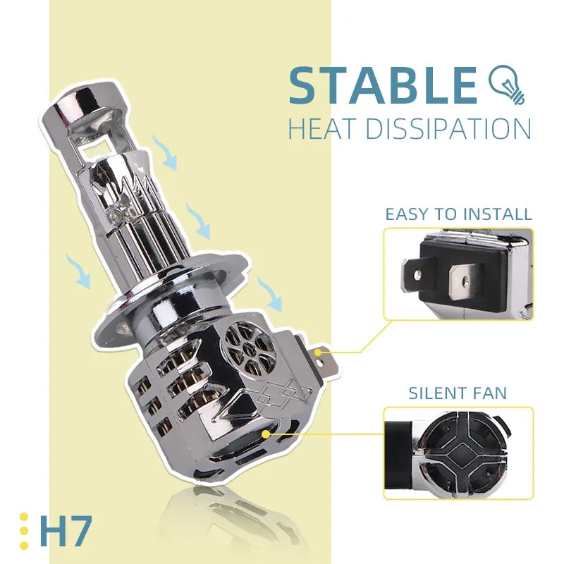 LED Headlight Bulbs – 6500K Cool White, Plug-and-Play Upgrade (H7/H11/9005/9006)