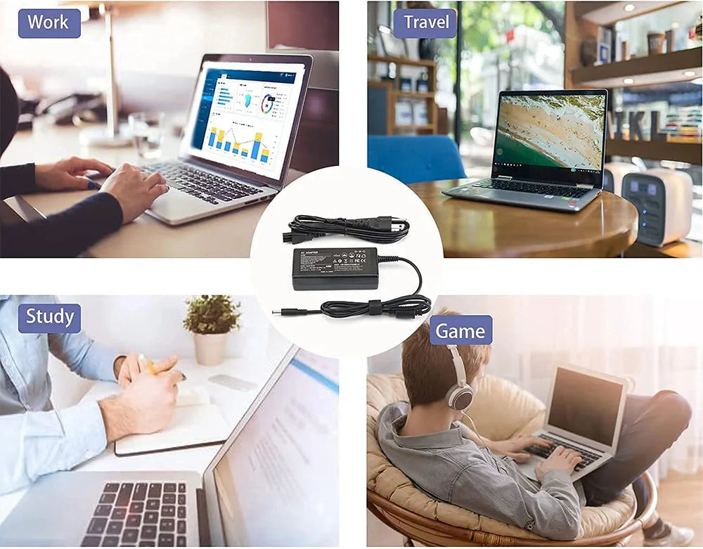 65W Dell Laptop Charger with Interchangeable Tips
