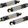 A set of black and gold aluminum shock absorbers for RC crawlers.