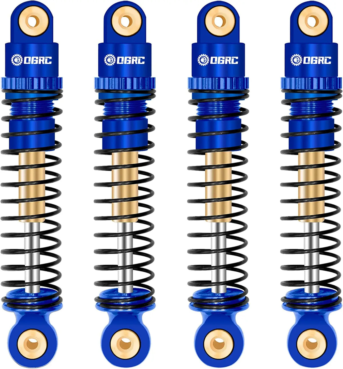 Set of four blue and gold aluminum shock absorbers for RC crawlers