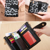 Vintage Leopard Print Tri-Fold Wallet with Double Zipper