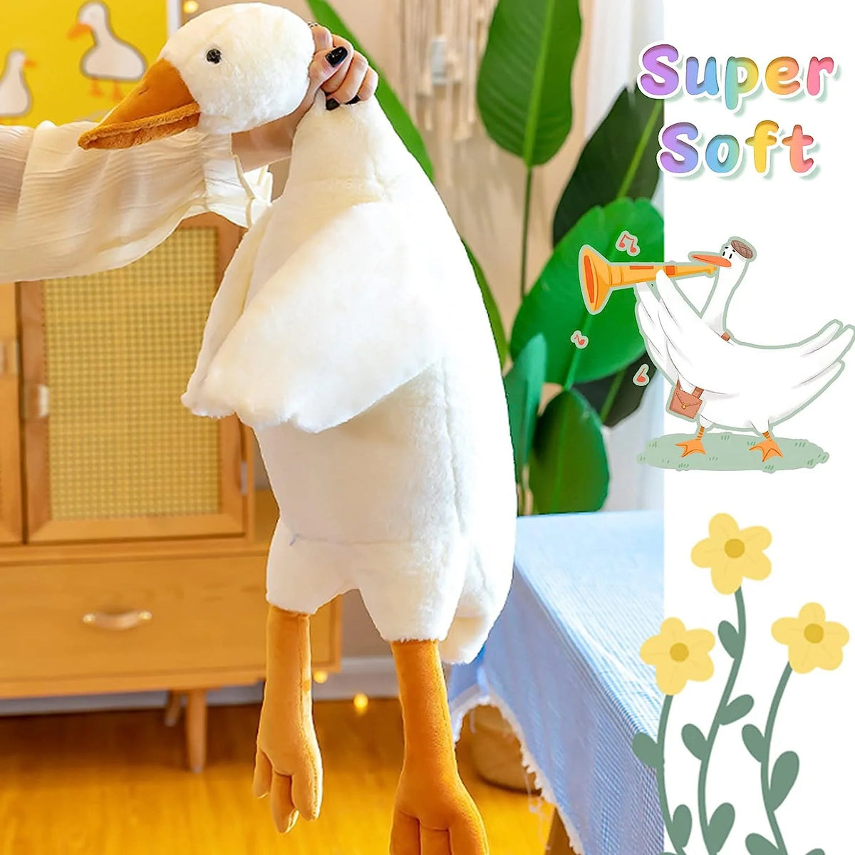 Soft Goose Plush Cuddle Pillow - Adorable Duck Stuffed Animal for Kids and Decor