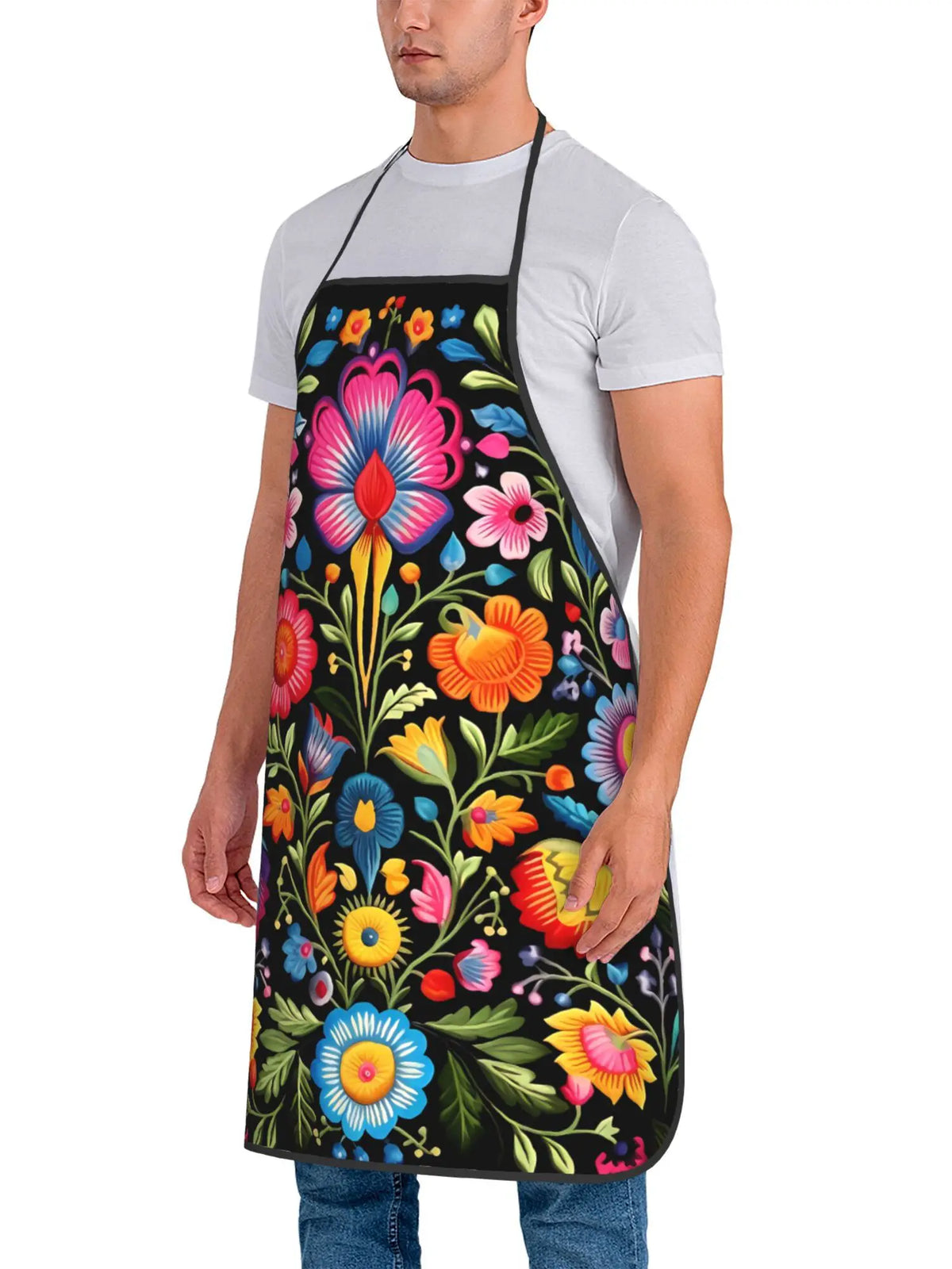 Polish Folk Floral Sleeveless Apron - Vintage Design for Cooking, Crafting & More