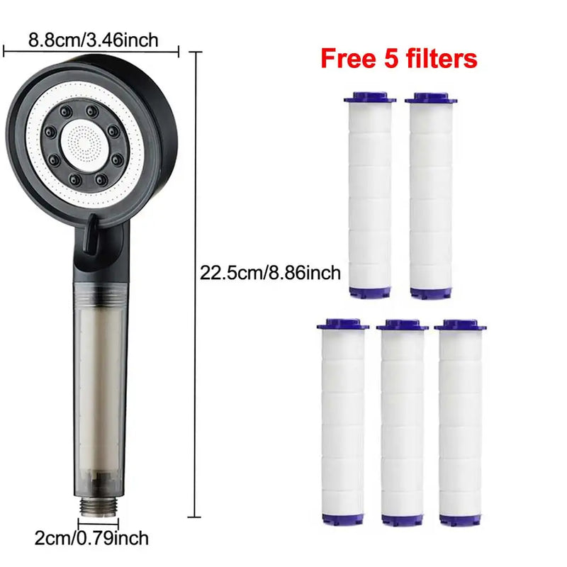 5-Mode Adjustable Shower Head with Water Filter