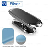 Silver magnetic phone mount showing a square metal sheet and a round metal sheet.
