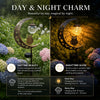 Day and night charm solar moon-shaped garden light featuring an owl and glass ball for outdoor decoration