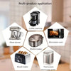 A multi-product application display showing various kitchen appliances including a coffee machine, meat mincer, microwave ove