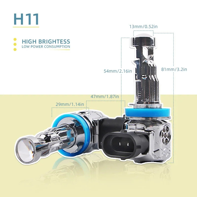 LED Headlight Bulbs – 6500K Cool White, Plug-and-Play Upgrade (H7/H11/9005/9006)