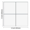 A sheet of self-adhesive tile stickers divided into four equal squares, measuring 12 inches by 12 inches.