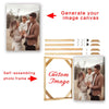 A custom printable canvas wall art featuring a family portrait of a mother and two children.