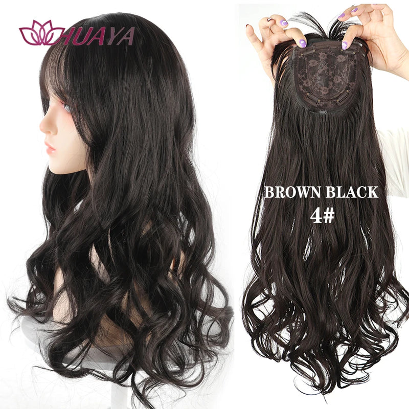 Long Wavy Hair Topper with Clips