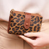Vintage Leopard Print Tri-Fold Wallet with Double Zipper
