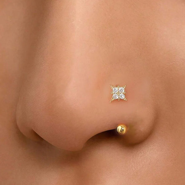 Bague de Nez en Forme d'Étoile avec Zircon, Or 14K