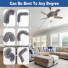 A microfiber duster with a telescopic extension pole is shown in various bent and curved shapes.