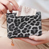 Vintage Leopard Print Tri-Fold Wallet with Double Zipper