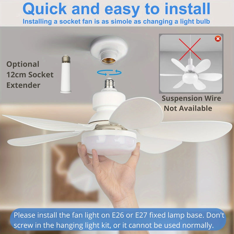 Compact Ceiling Fan Light with Remote Control