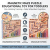 A magnetic maze puzzle board featuring a dinosaur pattern for toddlers, designed for pen-holding and color/number cognition.