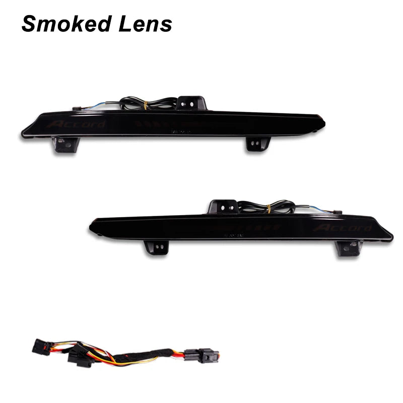 Black smoked lens LED rear bumper reflector lights for 2018–2022 Honda Accord sedan