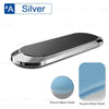 Silver magnetic phone mount shown in various shapes including round and square metal sheets