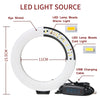 LED light source ring with eye shield, featuring warm and cold light options and a USB charging cable.