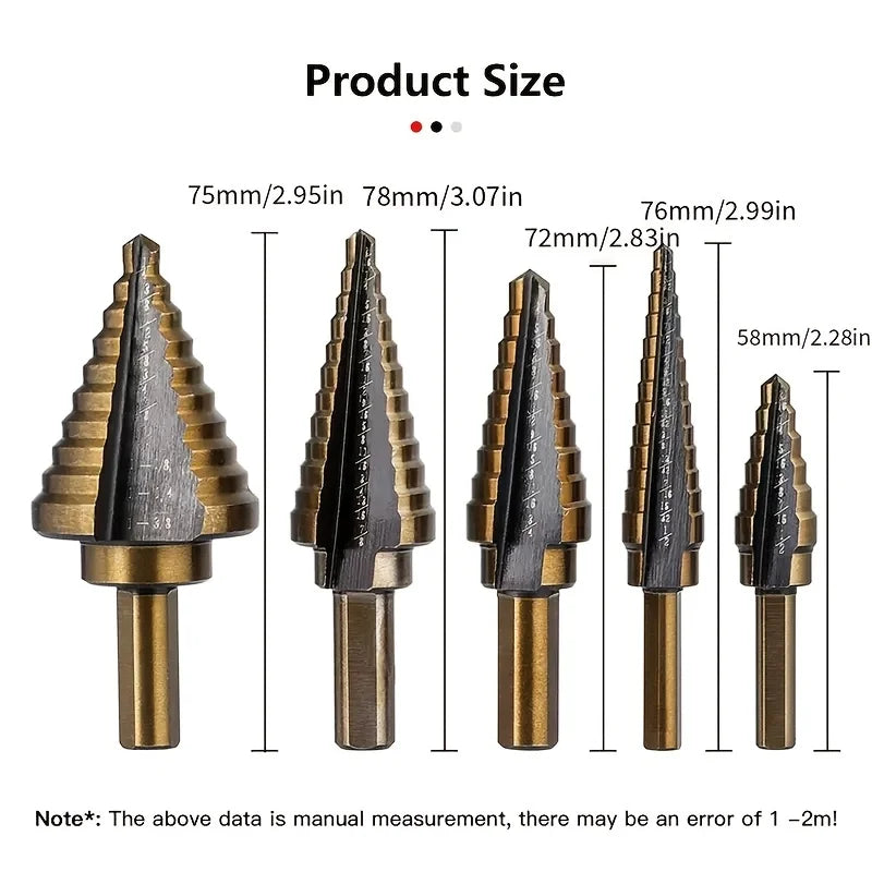 HSS Cobalt Step Drill Bit Set for Metal & Sheet Material
