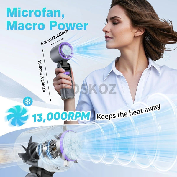 Portable Handheld Turbo Fan with Cooling & Flashlight
