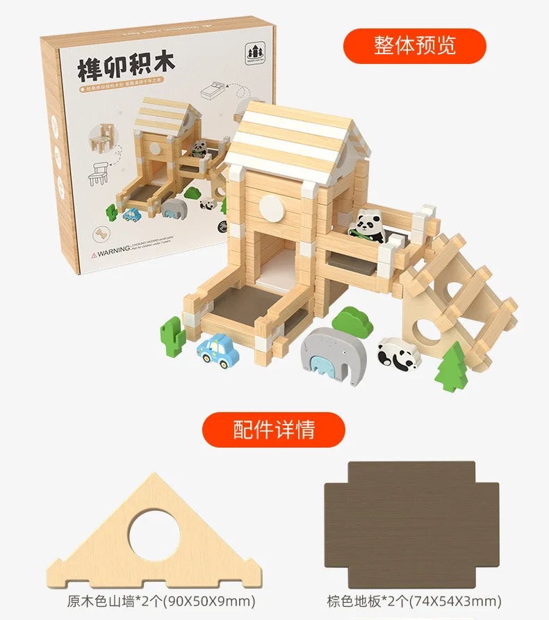 Natural Wooden Cabin Building Kit – DIY Forest House Blocks