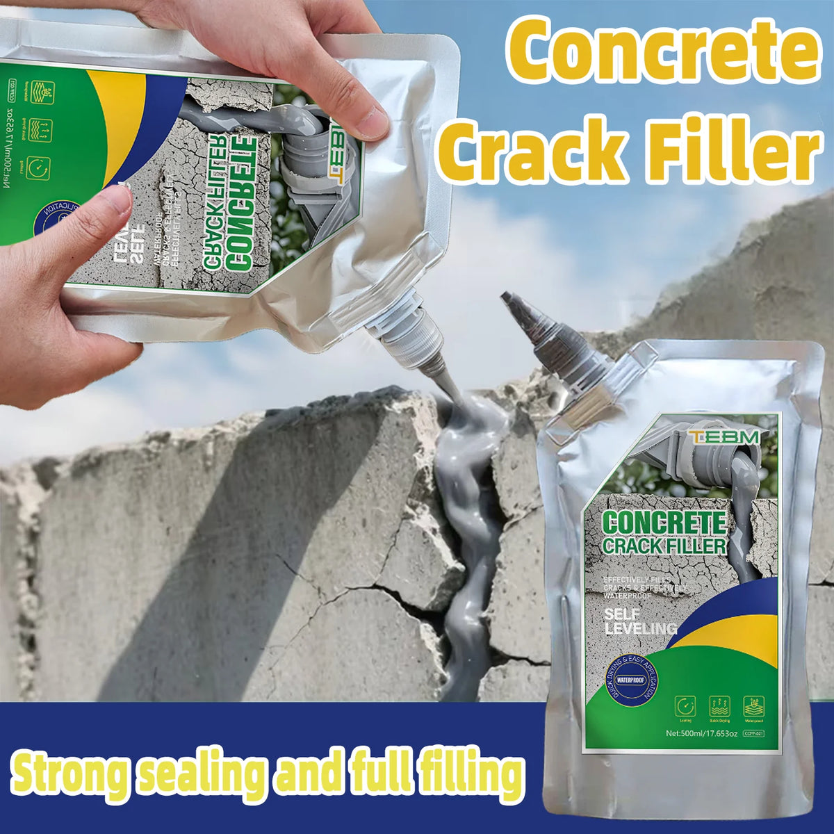 Self-Leveling Concrete Crack Filler & Waterproof Sealant
