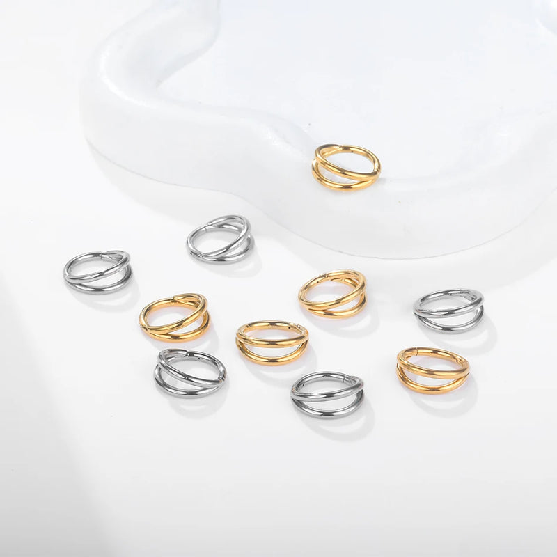 Titanium Double Hoop Nose Ring & Septum Clicker