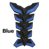 Blue fish bone design motorcycle tank pad protector with black and blue accents