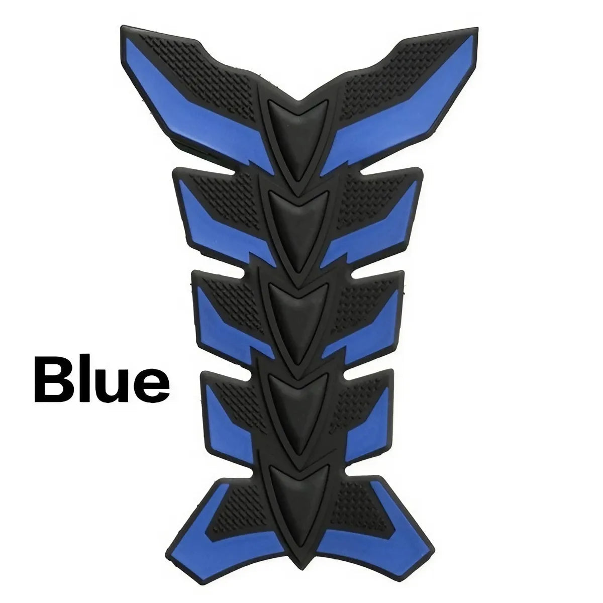 Blue fish bone design motorcycle tank pad protector with black and blue accents