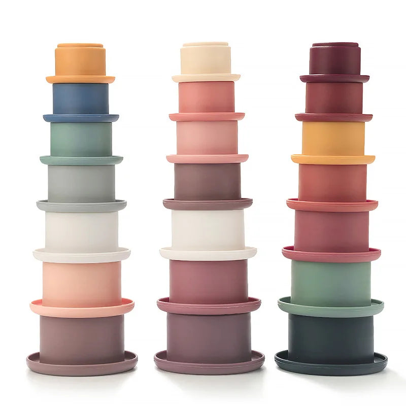 Montessori Silicone Stacking Cups for Baby Bath & Play